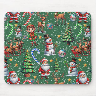 Groene Achtergrond Kerst Decoratiepatroon Muismat