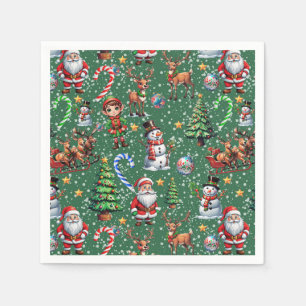 Groene Achtergrond Kerst Decoratiepatroon Servet