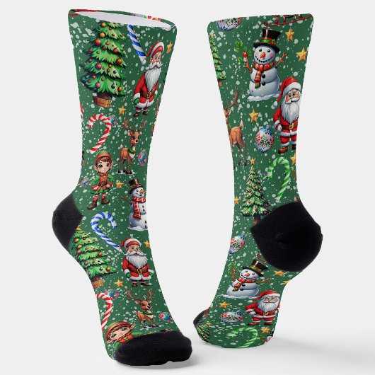 Groene Achtergrond Kerst Decoratiepatroon Sokken
