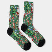 Groene Achtergrond Kerst Decoratiepatroon Sokken (Rechts)