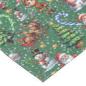 Groene Achtergrond Kerst Decoratiepatroon Tafelkleed (Gekanteld)
