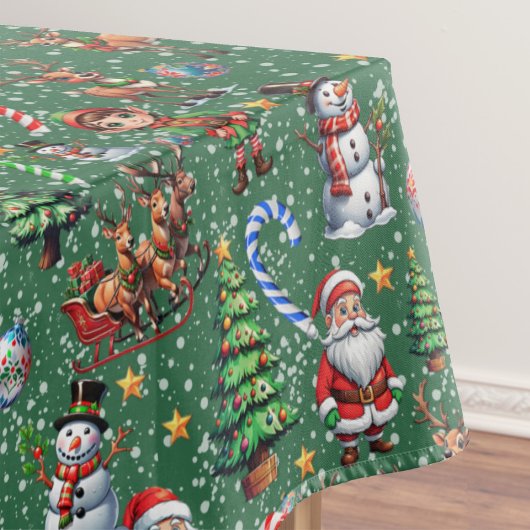 Groene Achtergrond Kerst Decoratiepatroon Tafelkleed