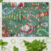 Groene Achtergrond Kerst Decoratiepatroon Theedoek (Gevouwen)