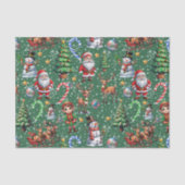 Groene Achtergrond Kerst Decoratiepatroon Tissuepapier (Voorkant)