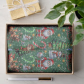 Groene Achtergrond Kerst Decoratiepatroon Tissuepapier (Geschenk)