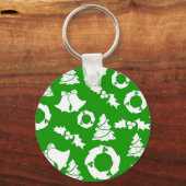 Groene achtergrond met cellen, mistletoe en bomen sleutelhanger (Voorkant)