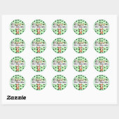 Groene achtergrond met Cute kittens Ronde Sticker (Vel)