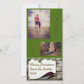 Groene achtergrond met dennentakken Kerstmis Feestdagenkaart (Voorkant)