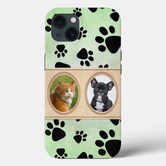 Groene achtergrond met poten, aangepaste huisdiere Case-Mate iPhone case (Achterkant)
