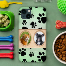 Groene achtergrond met poten, aangepaste huisdiere