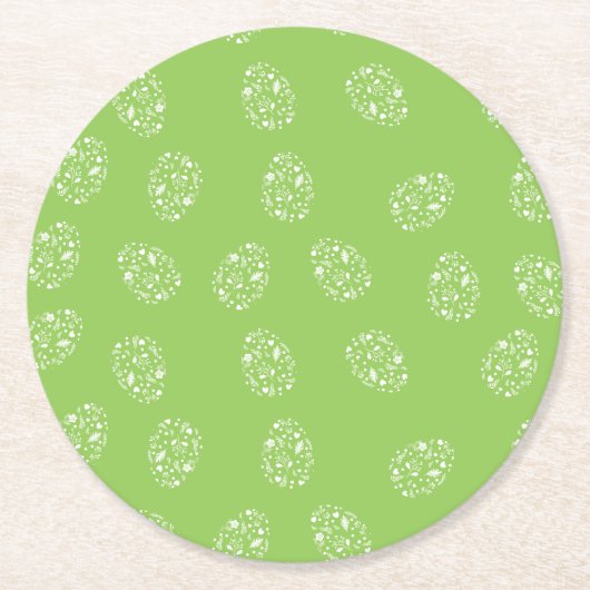 Groene achtergrond met siereieren ronde kartonnen onderzetter (Voorkant)
