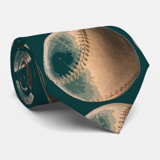 Groene Achtergrond Pop Art Baseball Stropdas (Opgerold)