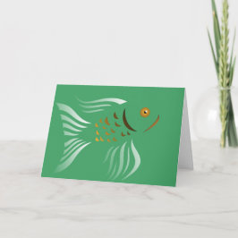 Groene achtergrond van Nowruz Goldfish Kaart