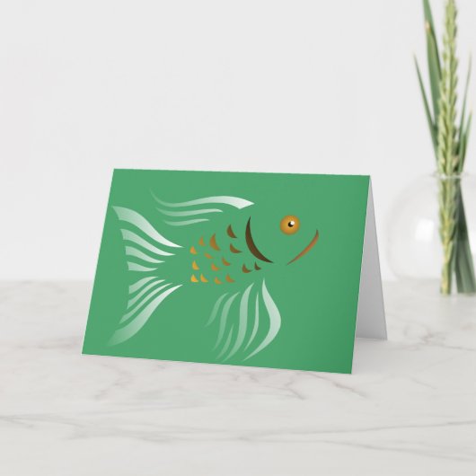 Groene achtergrond van Nowruz Goldfish Kaart (Voorkant)