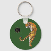Groene achtergrond van Tiger Monogram Sleutelhanger (Voorkant)