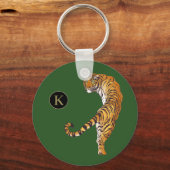 Groene achtergrond van Tiger Monogram Sleutelhanger (Voorkant)