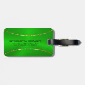 Groene achtergrondgouden strepen accent bagagelabel (Achterkant horizontaal)