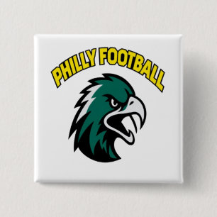 Groene Adelaar Mascotte Philly Voetbal Fan Kleding Vierkante Button 5,1 Cm