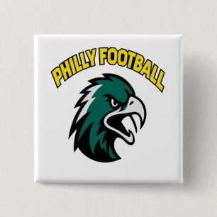 Groene Adelaar Mascotte Philly Voetbal Fan Kleding Vierkante Button 5,1 Cm