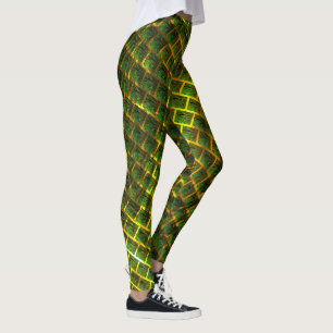Groene afbeeldingen met geelachtig vierkant leggings