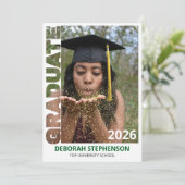 Groene Afgestudeerde 2026 Foto Afstuderen Kaart (Staand voorkant)