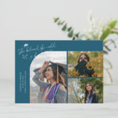 Groene Afgestudeerde Ze Geloofde Multi Foto Aankondiging (Staand voorkant)