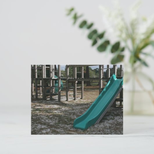 Groene afspeelobjectglaasje, houten oerwoud gymzaa briefkaart (Staand voorkant)