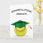 Groene afstudeerdop op een gele softbal kaart (Gele Bloem)