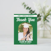 Groene afstudeerfoto-boog afstudeer dank je briefkaart (Staand voorkant)