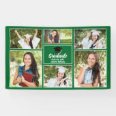 Groene afstudeerfoto-collage 2026 afstudeerfeest spandoek (Horizontaal)