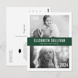 Groene Afstudeerfoto Collage Met Toen en Nu Briefkaart