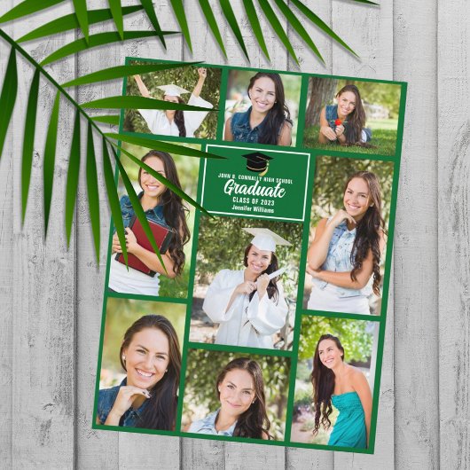 Groene afstudeerfoto-collage Moderne afstuderen Briefkaart