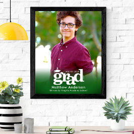 Groene Afstudeerfoto met Vet Gedrukt Lettertype Mi Poster