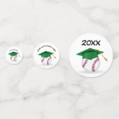 Groene afstudeerhoed op een honkbal confetti (Voorkanten)