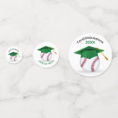 Groene afstudeerhoed op een honkbal confetti (Achterkanten)