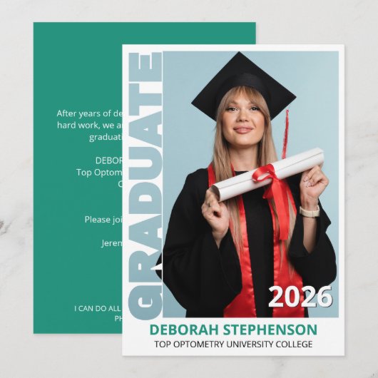 Groene Afstudeerklas 2026 Foto Aankondiging (Voorkant / Achterkant)