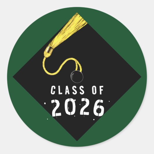 Groene Afstuderen 2026 Ronde Sticker (Voorkant)