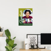 Groene Afstuderen 3 Foto Vet Boog Script Modern Poster (Thuiskantoor)