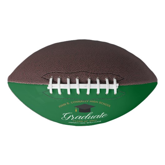 Groene Afstuderen Custom High School Afstuderen American Football (Voorkant)