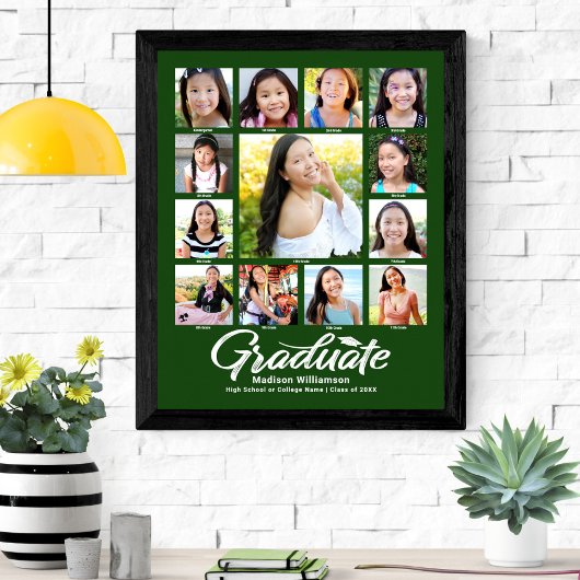 Groene Afstuderen K–12 Foto Collage Sjabloon Moder Poster