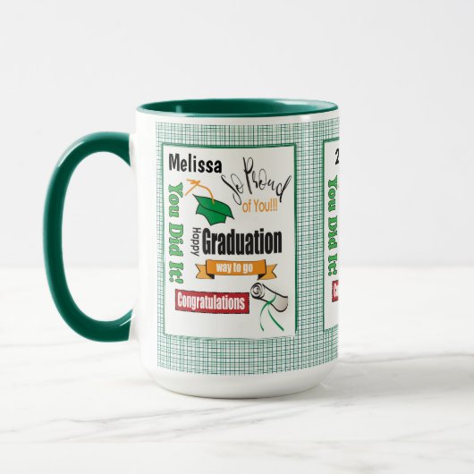 Groene Afstuderen Moderne Typografie Koffie Mok (Links)