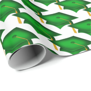 groene afstuderen petten met goudassel cadeaupapier