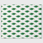 Groene Afstuderen Petten op wit Cadeaupapier (Vlak)