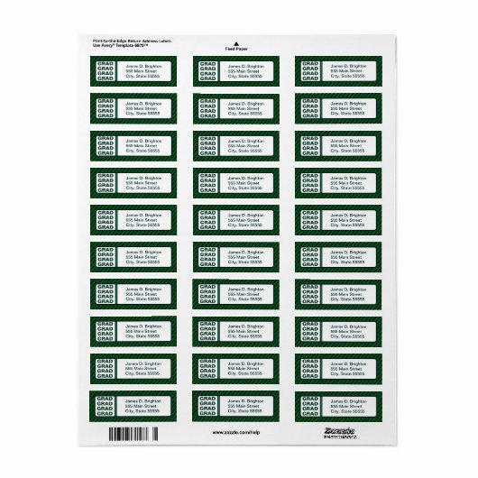 Groene Afstuderen Return Address Labels (Full Sheet)