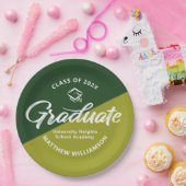 Groene Afstuderen Vet Retro Script Hoedje Icoon Ee Papieren Bordje (Feest)