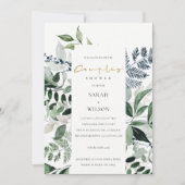 Groene afy Tropical Foliage Couples Shower Invite Bedankkaart (Voorkant)