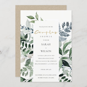 Groene afy Tropical Foliage Couples Shower Invite Bedankkaart