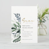 Groene afy Tropische Foliage slaat de datum op Uit Bedankkaart (Staand voorkant)