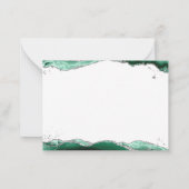 Groene Agaat Geode Script Monogram Zilveren Glitte Notitiekaartje (Achterkant)