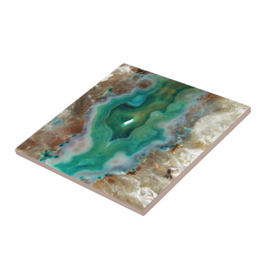 Groene Agaat Geode Tegeltje (Zijkant)